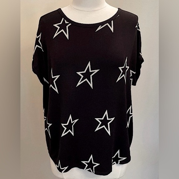 Buffalo David Bitton Star Print Soft French Terry Short Sleeve Casual Top Size M - Picture 1 of 11